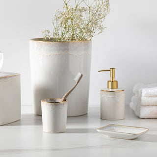 Saboneteira Taormina Branco & Dourado