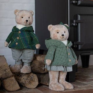 Urso e Ursa Bege/Verde