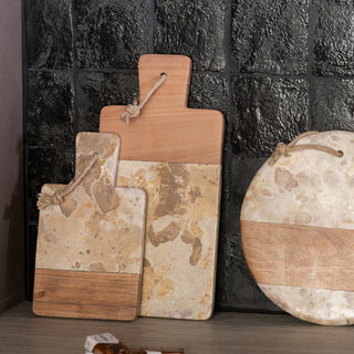 Tabuleiro Redondo Mármore Bege