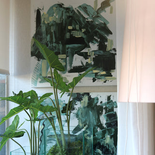 Tela Pintada à Mão Azul & Amarelo, 120*80 cm