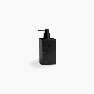 Doseador em mármore negro e bomba metálica preta. Design contemporâneo e industrial. Altura 18 cm.