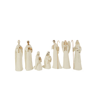 Presépio C/ 7 Peças Branco e Dourado