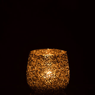 Tealight de Vidro C/Glitter Prata