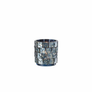 Porta Velas Mosaico Azul L